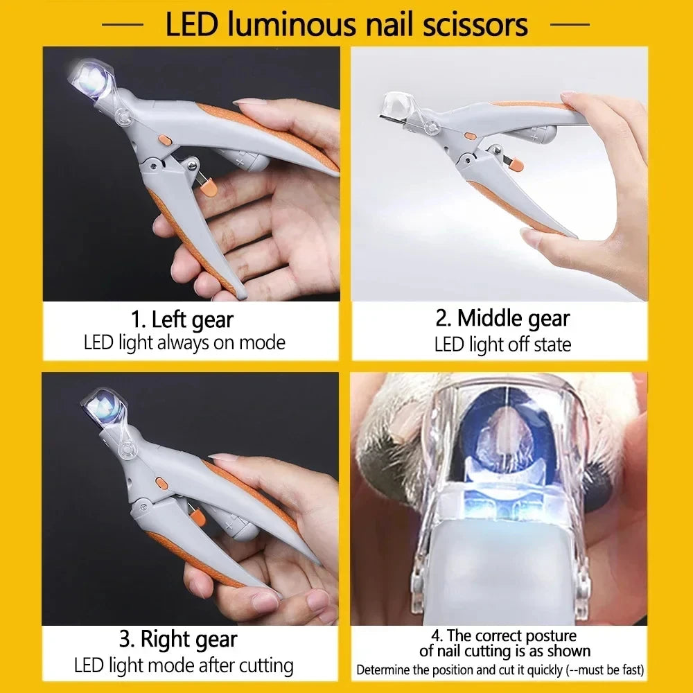 Cortañas con Luz LED para Perros y Gatos – Acero Inoxidable – Mango Ergonómico – Con Iluminación