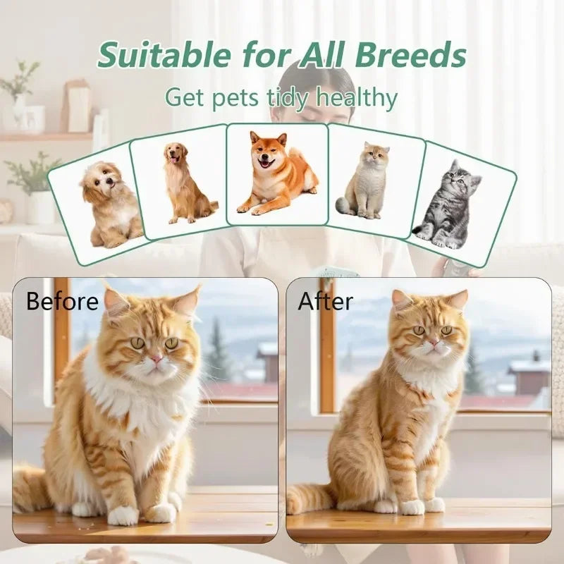 Cepillo de Vapor Eléctrico para Perros y Gatos – Antiestático y Masajeador – Recargable – Rosa/Verde