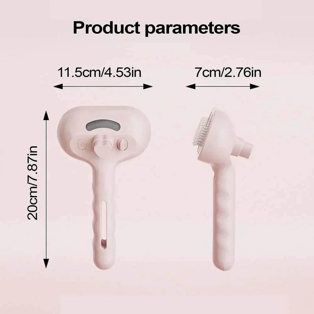 Cepillo de Vapor Eléctrico para Perros y Gatos – Antiestático y Masajeador – Recargable – Rosa/Verde