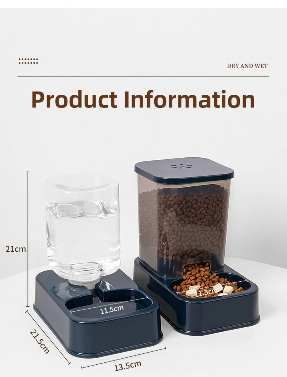 Comedero Automático con Dispensador de Agua para Mascotas – 1.5L Comida / 1.2L Agua – PP+PE