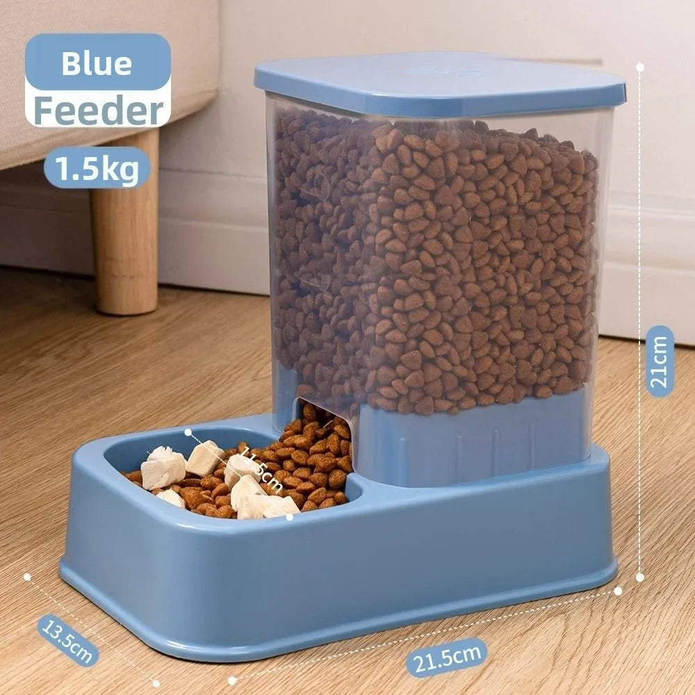 Comedero Automático con Dispensador de Agua para Mascotas – 1.5L Comida / 1.2L Agua – PP+PE