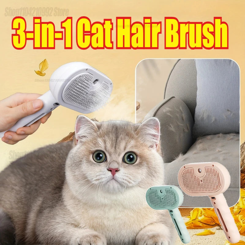 Cepillo de Vapor Eléctrico para Perros y Gatos – Antiestático y Masajeador – Recargable – Rosa/Verde
