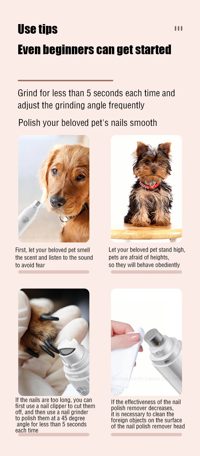 Lima Eléctrica para Uñas de Perros y Gatos – 2 Velocidades – Recargable USB – Blanca/Verde