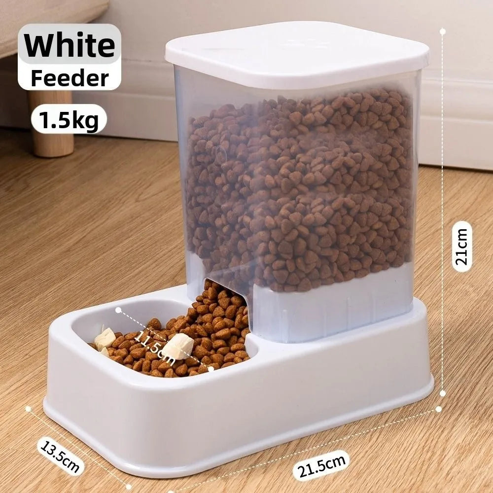 Comedero Automático con Dispensador de Agua para Mascotas – 1.5L Comida / 1.2L Agua – PP+PE
