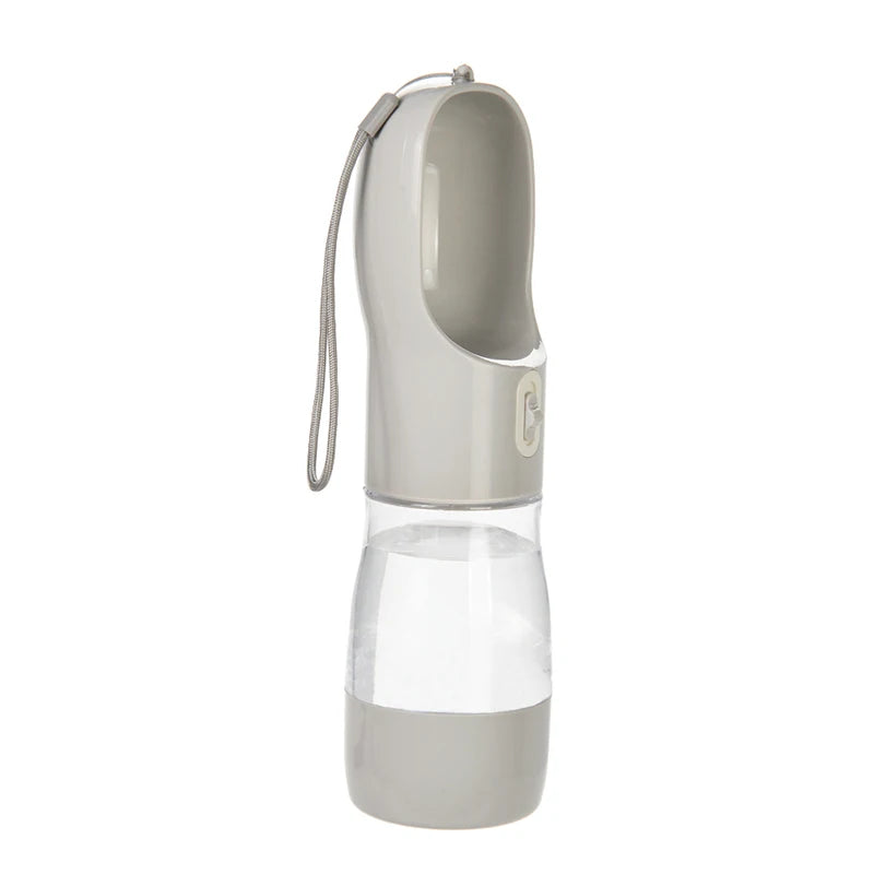 Botella de Agua Portátil 2 en 1 con Comedero para Perros – 258ml – Plástico – Verde/Gris/Rosa