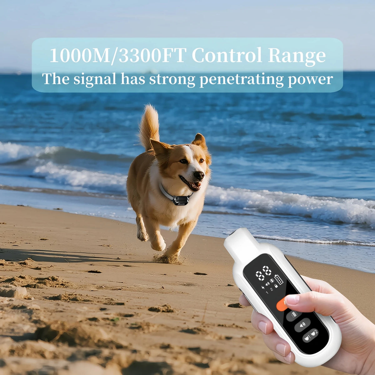 Collar de Adiestramiento Eléctrico para Perros – 1000m – Sonido/Vibración/Estímulo – Impermeable