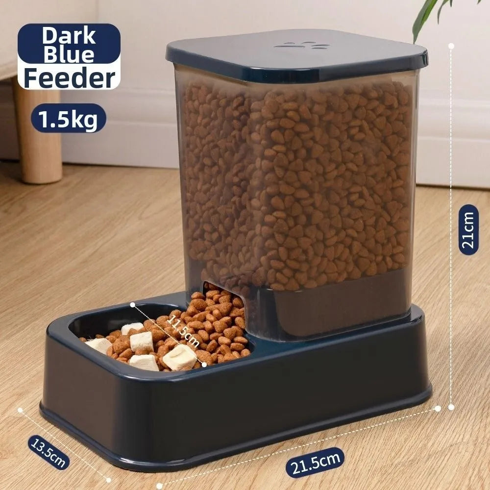 Comedero Automático con Dispensador de Agua para Mascotas – 1.5L Comida / 1.2L Agua – PP+PE