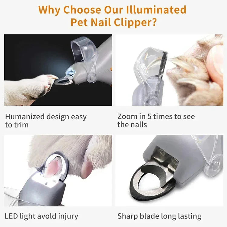 Cortañas con Luz LED para Perros y Gatos – Acero Inoxidable – Mango Ergonómico – Con Iluminación
