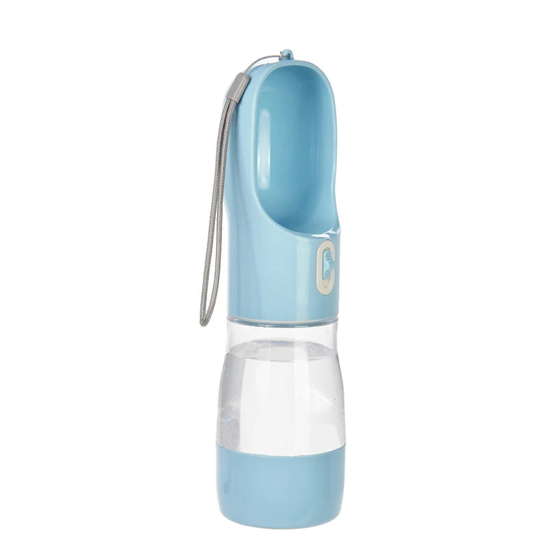 Botella de Agua Portátil 2 en 1 con Comedero para Perros – 258ml – Plástico – Verde/Gris/Rosa