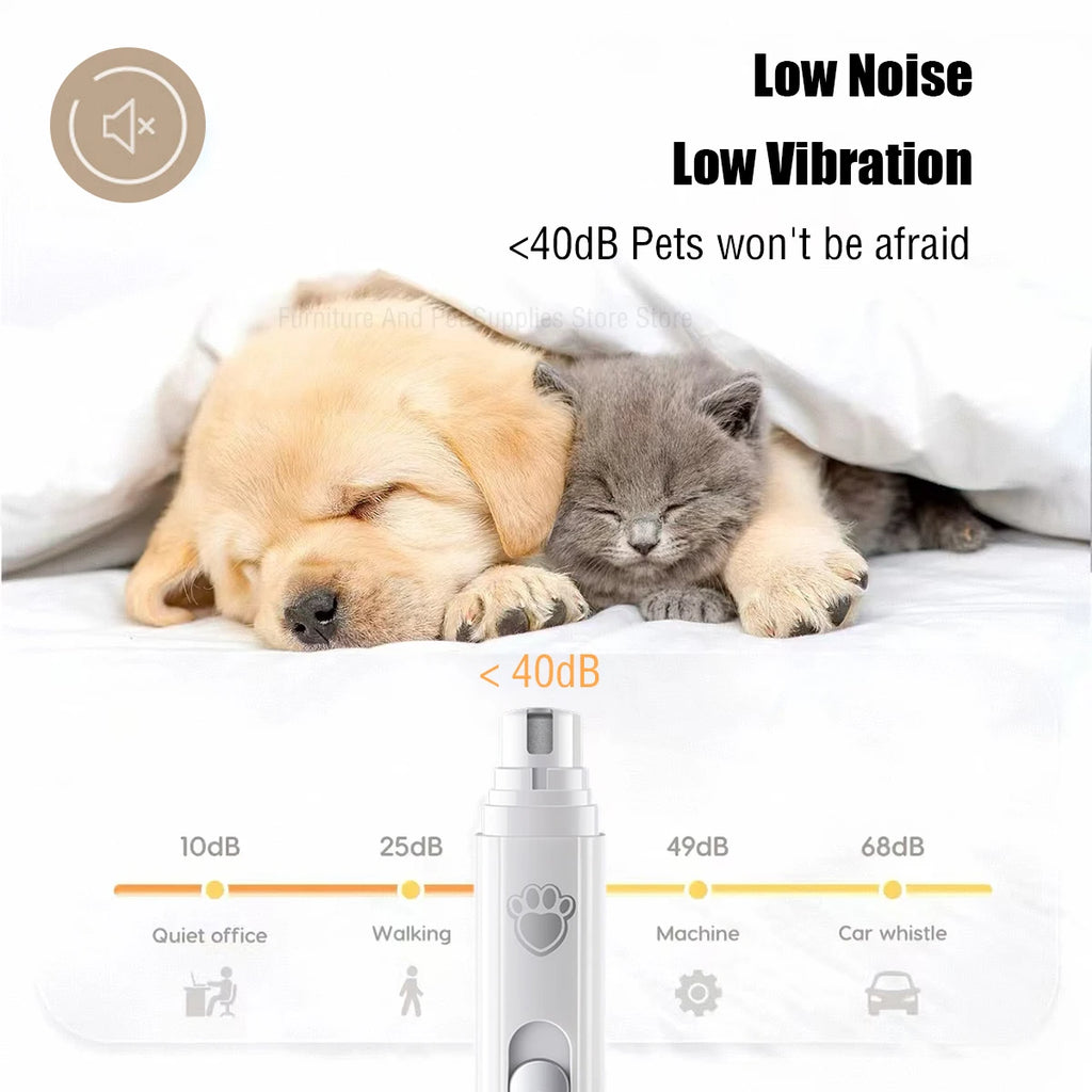 Lima Eléctrica para Uñas de Perros y Gatos – 2 Velocidades – Recargable USB – Blanca/Verde