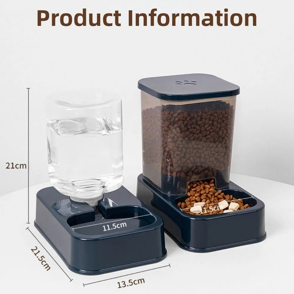 Comedero Automático con Dispensador de Agua para Mascotas – 1.5L Comida / 1.2L Agua – PP+PE