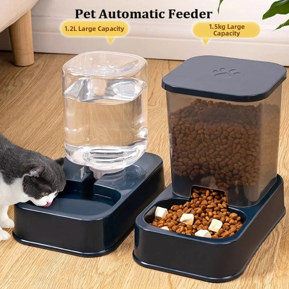 Comedero Automático con Dispensador de Agua para Mascotas – 1.5L Comida / 1.2L Agua – PP+PE